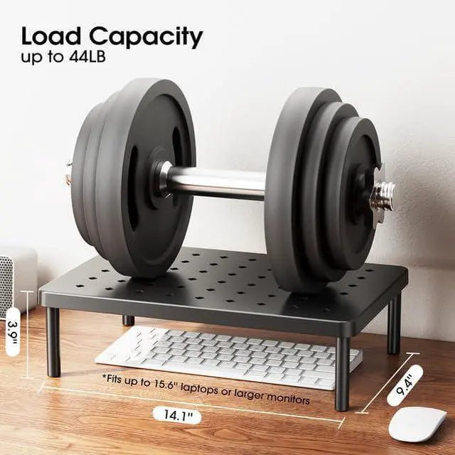 Alt view image 2 of 7 - Monitor Stand for Desk - Ergonomic Monitor Riser Laptop Stand with Non-Slip Pads Sturdy & Stable Computer Stand with Cooling Holes Desk Organizer for Laptop Printer 14.1×9.4×3.9