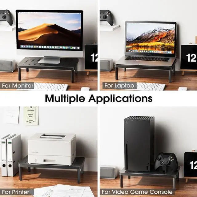 Alt view image 6 of 7 - Monitor Stand for Desk - Ergonomic Monitor Riser Laptop Stand with Non-Slip Pads Sturdy & Stable Computer Stand with Cooling Holes Desk Organizer for Laptop Printer 14.1×9.4×3.9