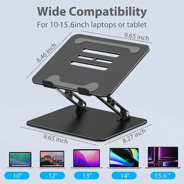 Alt view image 5 of 7 - Adjustable Laptop Stand for Desk Metal Foldable Laptop Riser Portable Laptop Holder Mount Ventilated Cooling Computer Notebook Stand Compatible with 10-15.6 Laptops