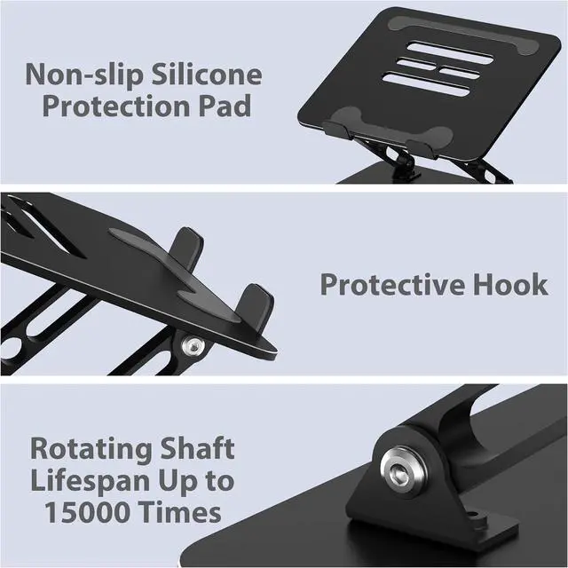 Alt view image 6 of 7 - Adjustable Laptop Stand for Desk Metal Foldable Laptop Riser Portable Laptop Holder Mount Ventilated Cooling Computer Notebook Stand Compatible with 10-15.6 Laptops