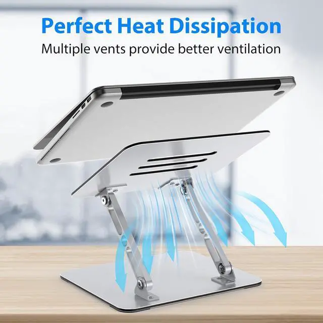 Alt view image 4 of 7 - Laptop Stand for Desk Adjustable Laptop Riser Metal Laptop Holder Foldable Computer Stand Portable Laptop Mount Ventilated Cooling Notebook Stand Compatible with 10-15.6 Laptops
