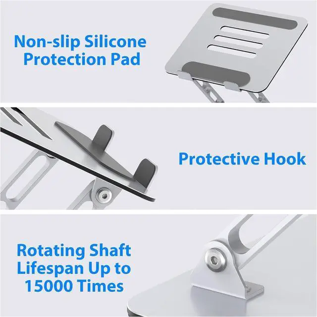 Alt view image 6 of 7 - Laptop Stand for Desk Adjustable Laptop Riser Metal Laptop Holder Foldable Computer Stand Portable Laptop Mount Ventilated Cooling Notebook Stand Compatible with 10-15.6 Laptops
