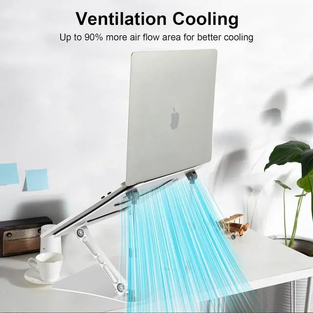 Alt view image 2 of 7 - Suitable for a variety of sizes of laptop stands aluminum alloy desktop height brackets standing office folding brackets multi-angle adjustment non-slip for typing heat dissipation bracket