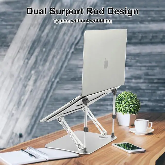 Alt view image 3 of 7 - Suitable for a variety of sizes of laptop stands aluminum alloy desktop height brackets standing office folding brackets multi-angle adjustment non-slip for typing heat dissipation bracket