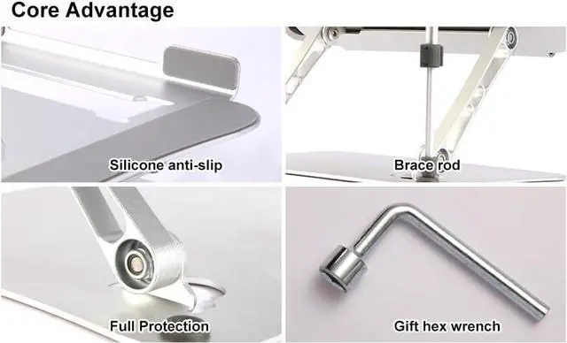 Alt view image 5 of 7 - Suitable for a variety of sizes of laptop stands aluminum alloy desktop height brackets standing office folding brackets multi-angle adjustment non-slip for typing heat dissipation bracket