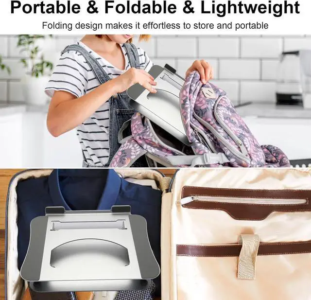 Alt view image 7 of 7 - Suitable for a variety of sizes of laptop stands aluminum alloy desktop height brackets standing office folding brackets multi-angle adjustment non-slip for typing heat dissipation bracket