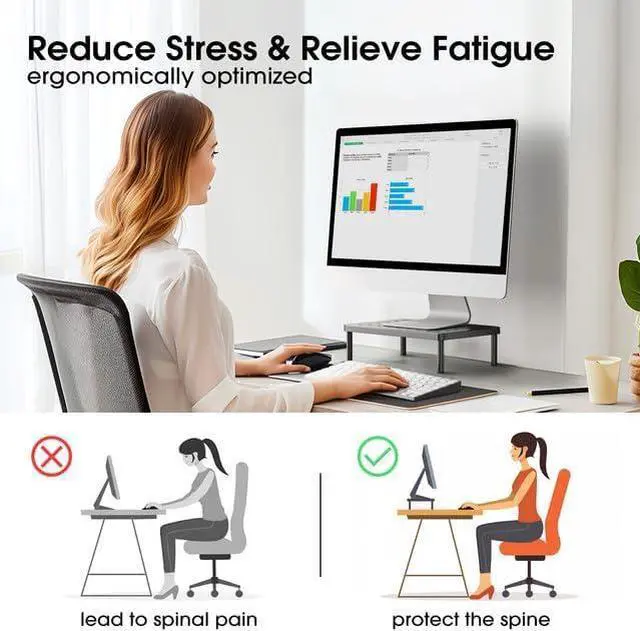 Alt view image 3 of 7 - Monitor Stand for Desk - Ergonomic Monitor Riser Laptop Stand with Non-Slip Pads Sturdy & Stable Computer Stand with Cooling Holes Desk Organizer for Laptop Printer 14.1×9.4×3.9