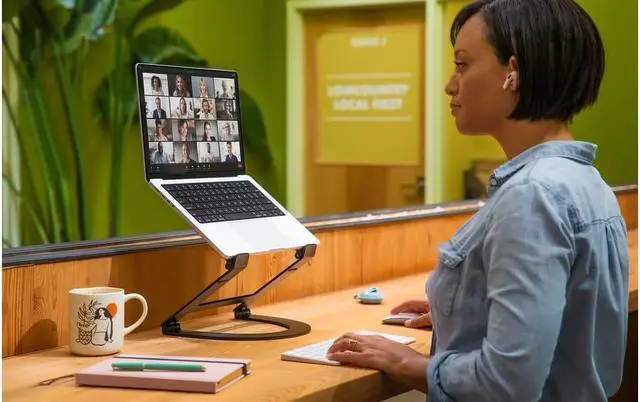 Alt view image 7 of 7 - Twelve South Curve Flex | Ergonomic Height & Angle Adjustable Aluminum Laptop/MacBook Stand/Riser, fits 10"-17", folds flat for portability -travel pouch included, matte black