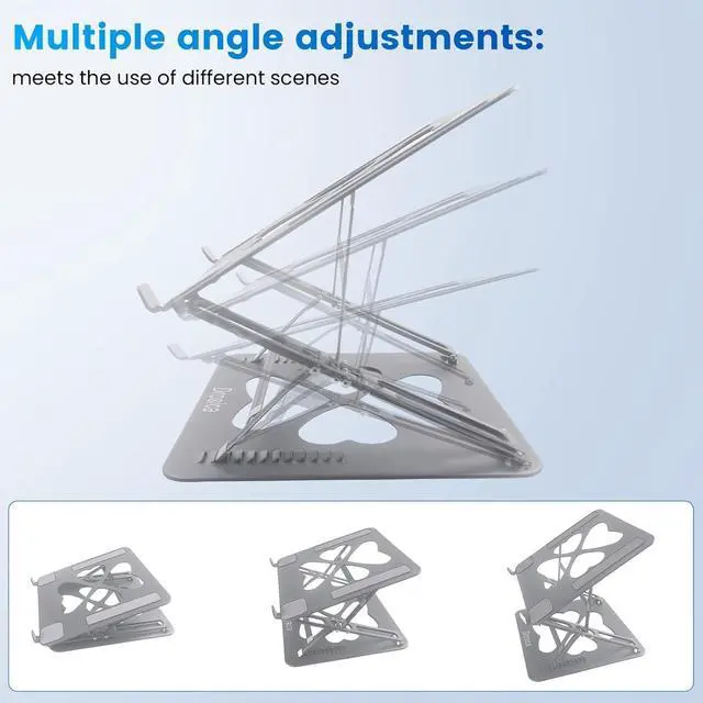 Alt view image 4 of 7 - Laptop Stands, Adjustable Laptop Stand for Desk, Up to 55 lbs for 10-20'' Laptops, Sliver