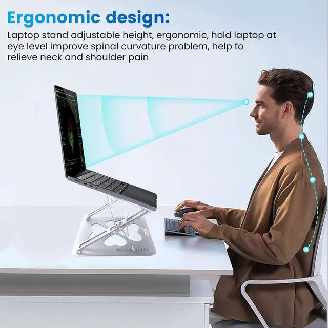 Alt view image 5 of 7 - Laptop Stands, Adjustable Laptop Stand for Desk, Up to 55 lbs for 10-20'' Laptops, Sliver