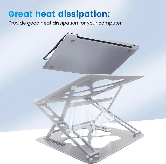 Alt view image 6 of 7 - Laptop Stands, Adjustable Laptop Stand for Desk, Up to 55 lbs for 10-20'' Laptops, Sliver