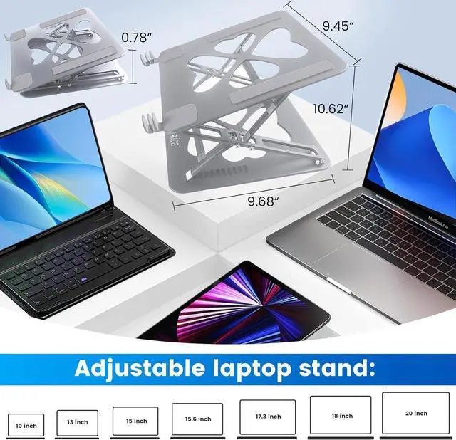 Alt view image 7 of 7 - Laptop Stands, Adjustable Laptop Stand for Desk, Up to 55 lbs for 10-20'' Laptops, Sliver