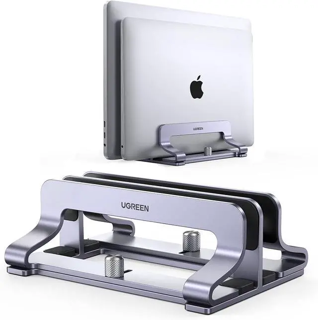 Main image of Vertical Laptop Stand Holder Desk Dual Aluminum Dock Compatible with MacBook Pro Air Laptop Stand Desktop Adjustable  Ideapad Surface Book HP Notebook  Chromebook Up to 17.3 Inch