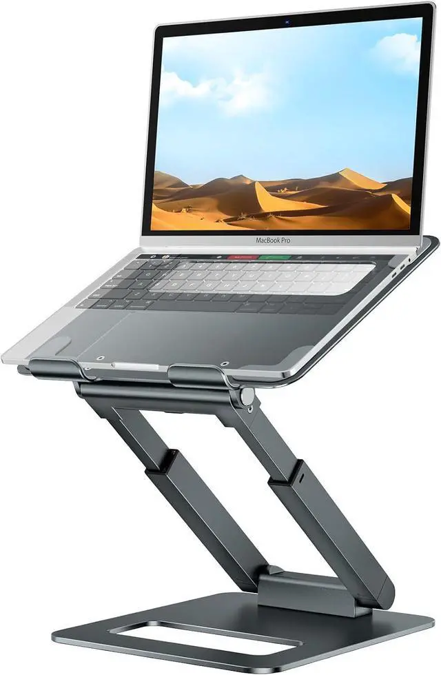 Main image of Laptop Stand for Desk Adjustable Height Telescopic 360 Rotating Pull Out Design Ergonomic Laptop Riser Fits All MacBook Laptops -Gray