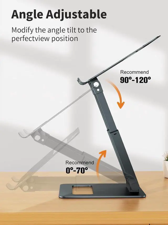Alt view image 4 of 7 - tounee Laptop Stand for Desk Adjustable Height, Telescopic Computer Stand with Pull Out Design Ergonomic Laptop Riser Fits All Laptops 10-17"-Gray