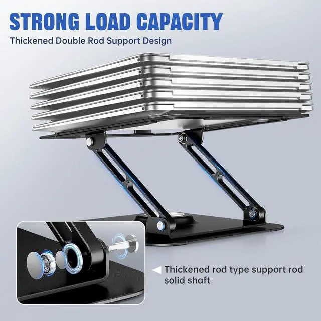 Alt view image 4 of 6 - Laptop Stand for Desk Adjustable Computer Stand with 360° Rotating Base Ergonomic Laptop Riser for Collaborative Work Foldable & Portable Laptop Stand fits for All 10-16 Laptops
