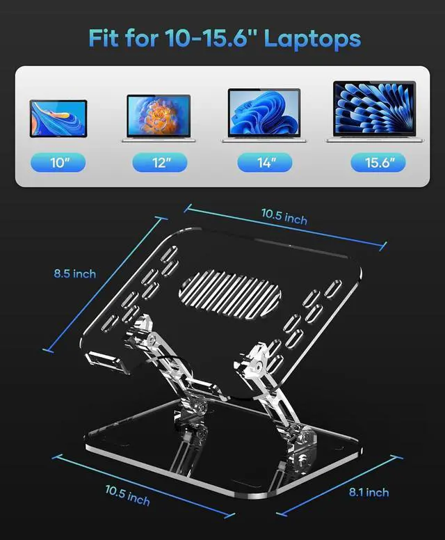 Alt view image 5 of 7 - Adjustable Foldable Laptop Stand, Portable Ergonomic Computer Stand for Laptop, Compatible with 10 to 15.6 Inches Notebook Computers