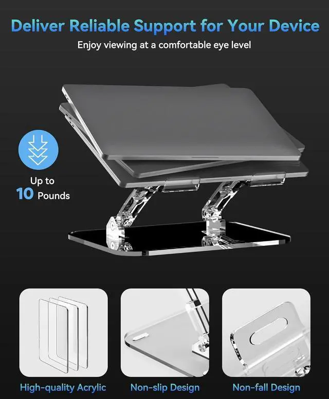 Alt view image 6 of 7 - Adjustable Foldable Laptop Stand, Portable Ergonomic Computer Stand for Laptop, Compatible with 10 to 15.6 Inches Notebook Computers