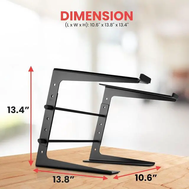 Alt view image 2 of 7 - Portable Adjustable Laptop Stand - 6.3 to 10.9 Inch Anti-Slip Standing Table Monitor or Computer Desk Workstation Riser with Level Height Alignment for DJ PC Gaming Home or Office