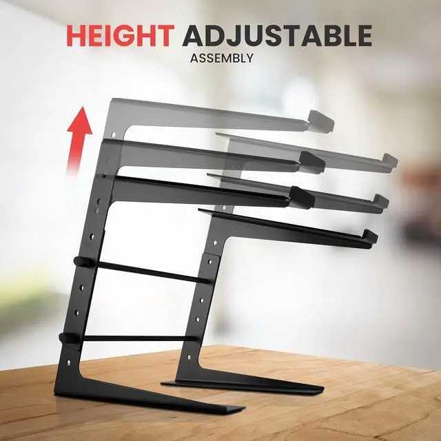 Alt view image 3 of 7 - Portable Adjustable Laptop Stand - 6.3 to 10.9 Inch Anti-Slip Standing Table Monitor or Computer Desk Workstation Riser with Level Height Alignment for DJ PC Gaming Home or Office