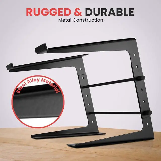 Alt view image 4 of 7 - Portable Adjustable Laptop Stand - 6.3 to 10.9 Inch Anti-Slip Standing Table Monitor or Computer Desk Workstation Riser with Level Height Alignment for DJ PC Gaming Home or Office