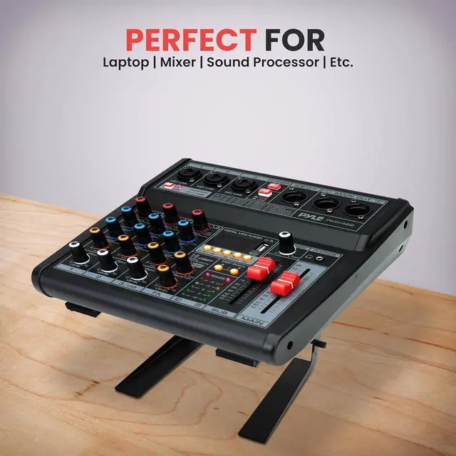 Alt view image 5 of 7 - Portable Adjustable Laptop Stand - 6.3 to 10.9 Inch Anti-Slip Standing Table Monitor or Computer Desk Workstation Riser with Level Height Alignment for DJ PC Gaming Home or Office