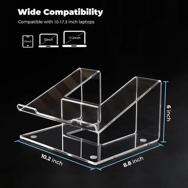 Alt view image 4 of 7 - Acrylic Laptop Stand for Desk Laptop Riser for 15-17.3 Inch Laptops Ergonomic Laptop Holder Computer Stand for Laptop Compatible with Macbooks and Notebooks- Clear