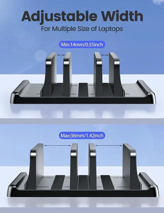 Alt view image 7 of 7 - 3-Slot Vertical Laptop Stand Made of Premium ABS Plastics 5 in 1 Design Space-Saving Adjustable Desk Organizer for All MacBook/Chromebook/Surface