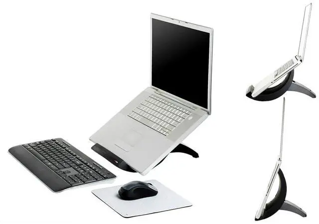 Alt view image 7 of 7 - Laptop Stand Raise Screen Height to Reduce Neck Strain Vertical Design Allows You to Bring Screen Closer Compact Foot Print Saves Desk Space Non-Skid Base Keeps Laptop Secure Black (LX550)
