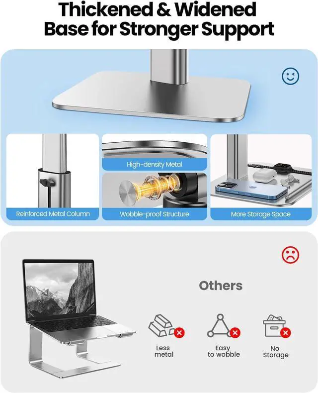 Alt view image 6 of 7 - Portable Standing Desk Converter All-in-One Aluminum Laptop Stand Adjustable Height 360° Rotation Ergonomic Riser Universal Fit for MacBook Pro and All Laptops Sit-to-Stand Design