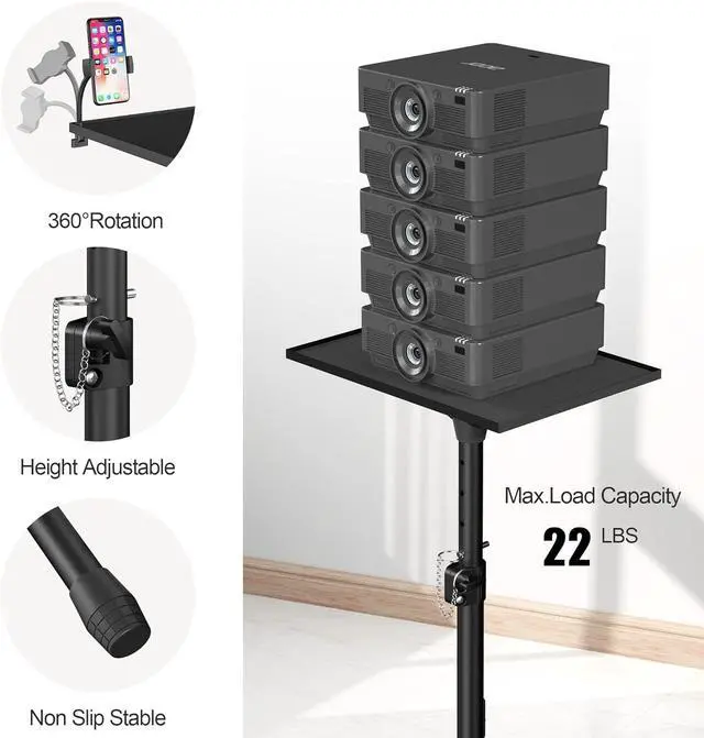 Alt view image 7 of 7 - Projector Stand - Adjustable Height 22 to 63 Inches, Tripod for Laptop & Projector, Outdoor Movies