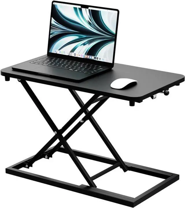 Main image of Height Adjustable Standing Desk Converter Stand up Desk Riser on The Table Adjustable Table Computer Workstations top Apply for Laptop and Single Monitor Workstation Office Use.(Black)