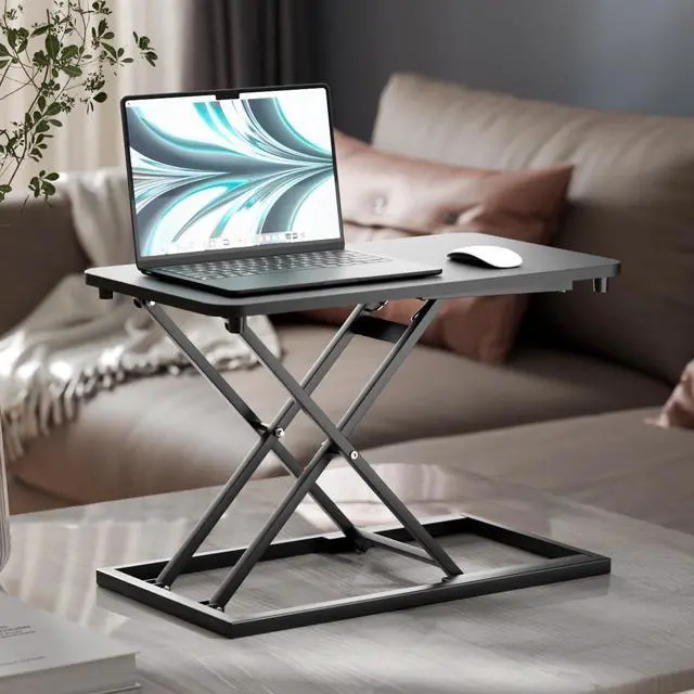 Alt view image 2 of 7 - Height Adjustable Standing Desk Converter Stand up Desk Riser on The Table Adjustable Table Computer Workstations top Apply for Laptop and Single Monitor Workstation Office Use.(Black)