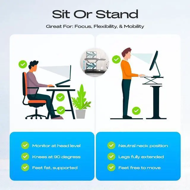 Alt view image 6 of 7 - Height Adjustable Standing Desk Converter Stand up Desk Riser on The Table Adjustable Table Computer Workstations top Apply for Laptop and Single Monitor Workstation Office Use.(Black)