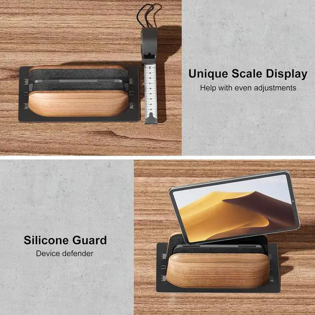 Alt view image 6 of 6 - UPERGO Vertical Laptop Stand, Dual Slot Wooden Laptop Holder Vertical for Desk, Width Adjustable Dock for MacBook Pro and Other Laptops