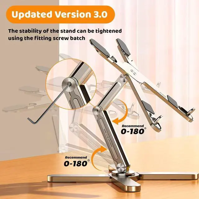 Alt view image 4 of 6 - Laptop Stand with 360 Rotating Base Computer Notebook Laptop Riser Metal Holder for Desk Collaborative Work Fully Foldable for Easy Storage Fits All MacBook Laptops up to 16 inches