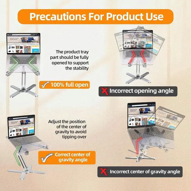 Alt view image 6 of 6 - Laptop Stand with 360 Rotating Base Computer Notebook Laptop Riser Metal Holder for Desk Collaborative Work Fully Foldable for Easy Storage Fits All MacBook Laptops up to 16 inches