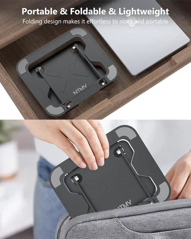 Alt view image 2 of 6 - Laptop Stand for Desk Adjustable Laptop Stand Metal Folding Laptop Stand Laptop Riser for Desk for Laptops up to 16 Inches MacBook air pro HP Lenovo Dell XPS Notebook(Black)