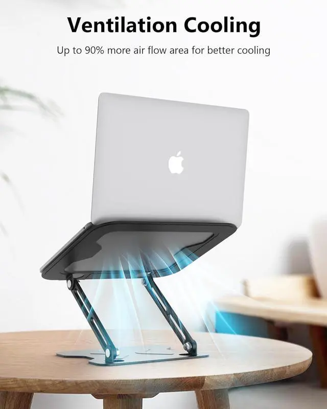 Alt view image 3 of 6 - Laptop Stand for Desk Adjustable Laptop Stand Metal Folding Laptop Stand Laptop Riser for Desk for Laptops up to 16 Inches MacBook air pro HP Lenovo Dell XPS Notebook(Black)