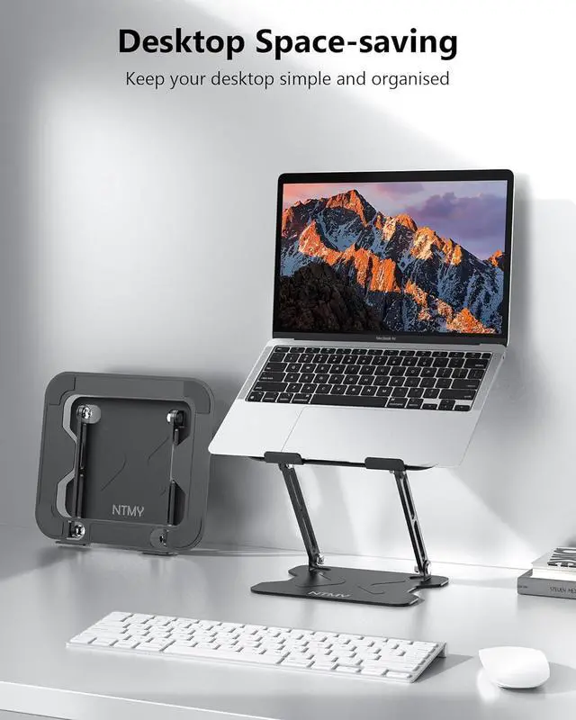 Alt view image 6 of 6 - Laptop Stand for Desk Adjustable Laptop Stand Metal Folding Laptop Stand Laptop Riser for Desk for Laptops up to 16 Inches MacBook air pro HP Lenovo Dell XPS Notebook(Black)