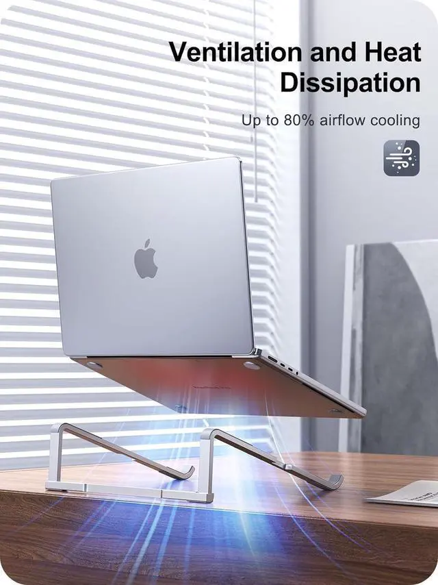 Alt view image 3 of 6 - Laptop Stand for Desk Aluminum Computer Stand for Laptop Foldable Laptop Riser Portable Laptop Stand Compatible for MacBook Pro/Air  HP  11 -15.6 (Silver)