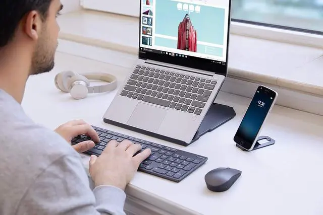Alt view image 2 of 7 - 2-in-1 Laptop Stand - Adjustable Portable Foldable Ergonomic Non-Slip Compatible with Laptops up to 15 and Cell Phones Ideal for Travel