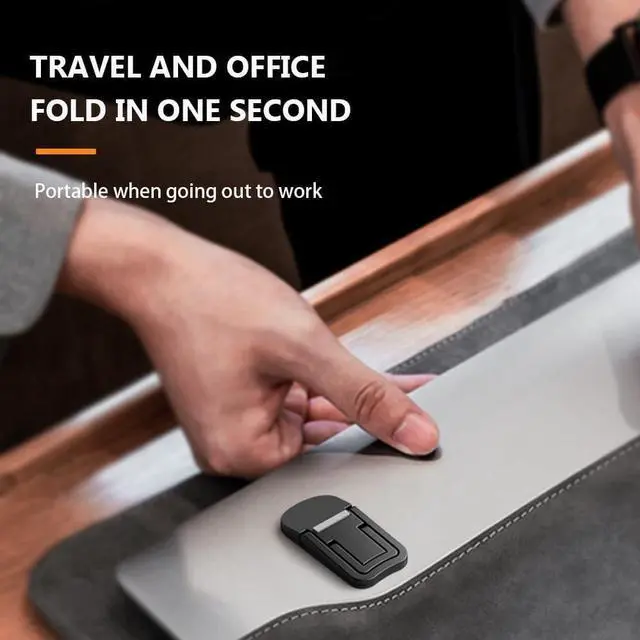 Alt view image 3 of 7 - 2PCS Zinc Alloy Mini Foldable Laptop Stand Portable Computer Keyboard Riser with 2 Adjustable Angles Self-Adhesive Invisible Notebook Stand and Keyboard Lift for Desk (Black)