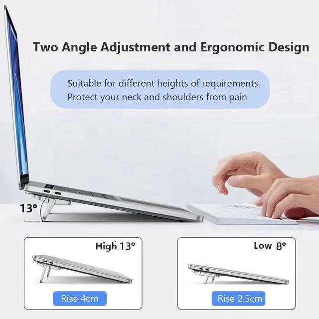Alt view image 6 of 7 - 2PCS Zinc Alloy Mini Foldable Laptop Stand Portable Computer Keyboard Riser with 2 Adjustable Angles Self-Adhesive Invisible Notebook Stand and Keyboard Lift for Desk (Black)