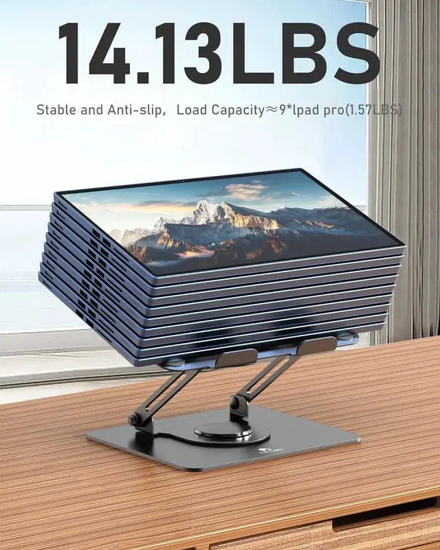 Alt view image 7 of 7 - Laptop Stand for Desk,360° Adjustable Computer Stand with Rotating Base,Ergonomic Laptop Riser for Foldable and Portable,MacBook Riser Collaborative Work, Suitable for 10-16" Notebook Holder