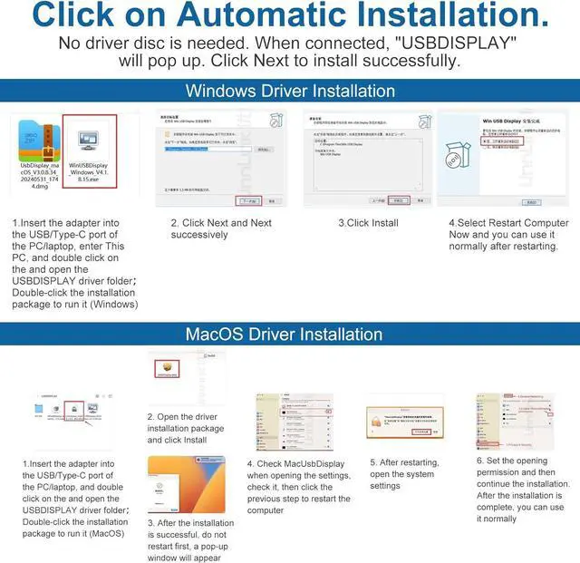Alt view image 4 of 7 - USB 3.0 to Dual HDMI Adapter - USB C/USB 3.0 to HDMI Splitter Extended Display Dual Monitors with USB 3.0 Port, USB to 2X HDMI Monitors 1080p@60Hz for Laptop Monitor Desktop TV, Mac OS Windows Android