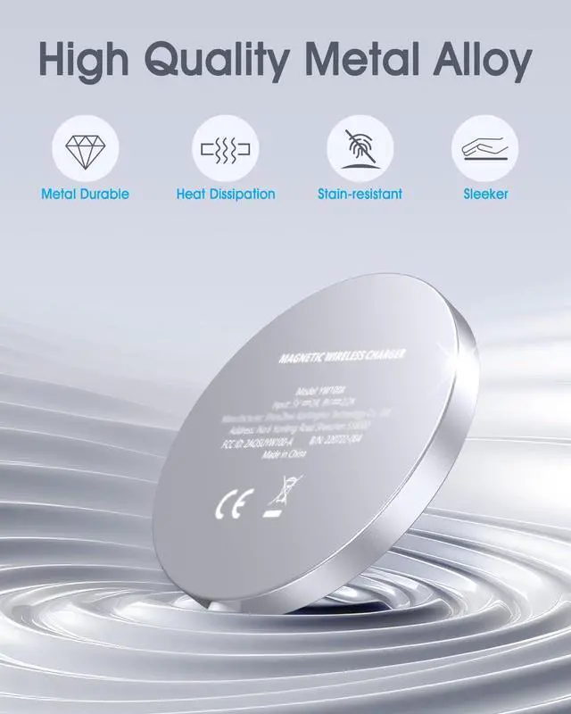 Alt view image 7 of 7 - for  Mag-Safe Charger 2 Pack Magnetic Wireless Charger for iPhone 16 15 14 13 12 Pro Max Plus Mini 15W Fast Charging Pad for Airpods 4/3/2/Pro Strong Magnet Silver