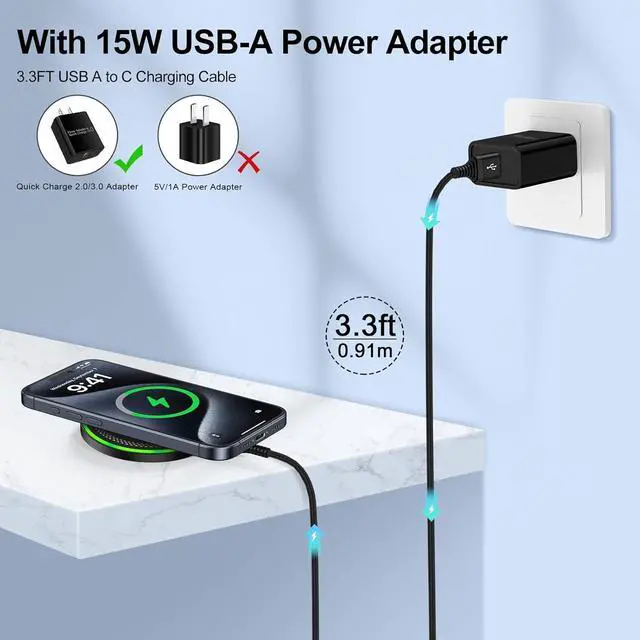 Alt view image 7 of 7 - S25 Wireless Charger 2Packs Wireless Charger Pad for  Galaxy S25 Ultra S25+ S25 S24 Ultra S24 FE S23 15W Pixel 9 Pro Wireless Charger Station for Google Pixel 9 Pro XL 9 Pro Fold 8 Pro 7 Pro 6