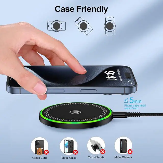 Alt view image 2 of 7 - S25 Wireless Charger 2Packs Wireless Charger Pad for  Galaxy S25 Ultra S25+ S25 S24 Ultra S24 FE S23 15W Pixel 9 Pro Wireless Charger Station for Google Pixel 9 Pro XL 9 Pro Fold 8 Pro 7 Pro 6