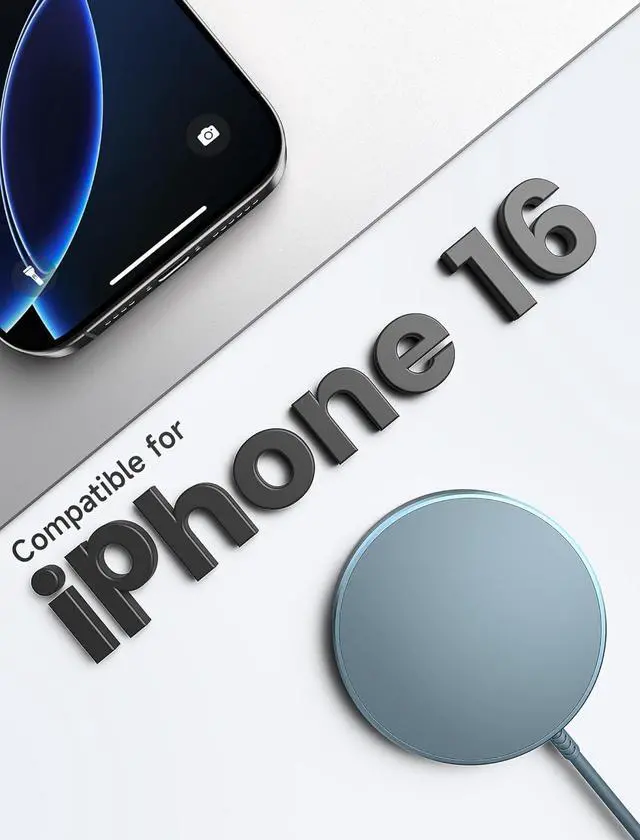 Alt view image 2 of 7 - Magnetic Wireless Charger Compatible with MagSafe Charger/iPhone 16e/16/16 Plus/16 Pro/16 Pro Max/15 14 13 12 Series Wireless Mag Safe Charging Pad Mag Charger (Blue)